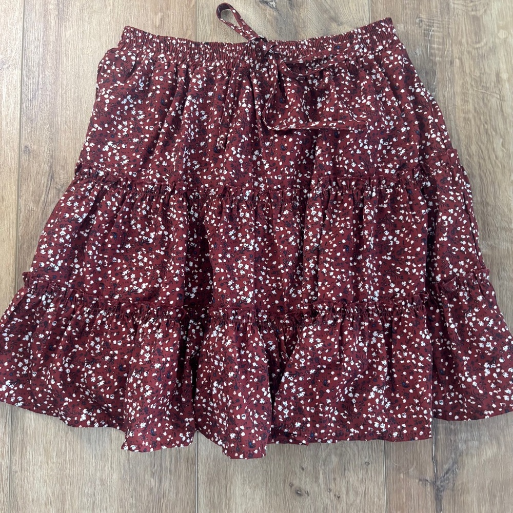 Hayden Floral Burgundy Skirt